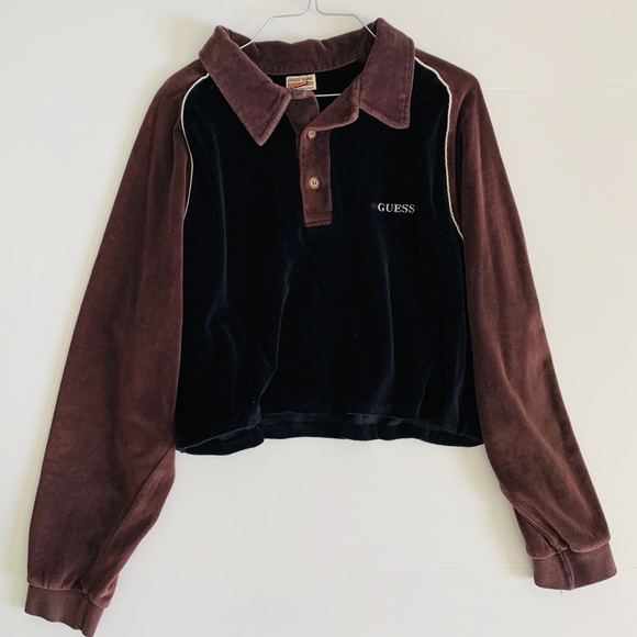 Authentic Guess Jeans Velvet Brown and Black Y2K - Picture 2 of 5